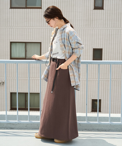 FREAK'S STORE（フリークスストア）の「限定展開　FREAK'S STORE OUTDOORS 裏起毛 クライミング スカート（スカート・レディース・オリーブ/ブルー/ブラウン/ブラック/ライトグレー・MEDIUM/SMALL）」の4枚目の写真