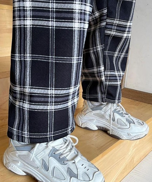shoppinggo(ショッピングゴー)の「裏起毛パンツ チェック柄パンツ ワイドパンツ レディース ストレート(その他パンツ・レディース・ブラウン/ホワイト/キャメル/ブラック・FREE)」の10枚目の写真