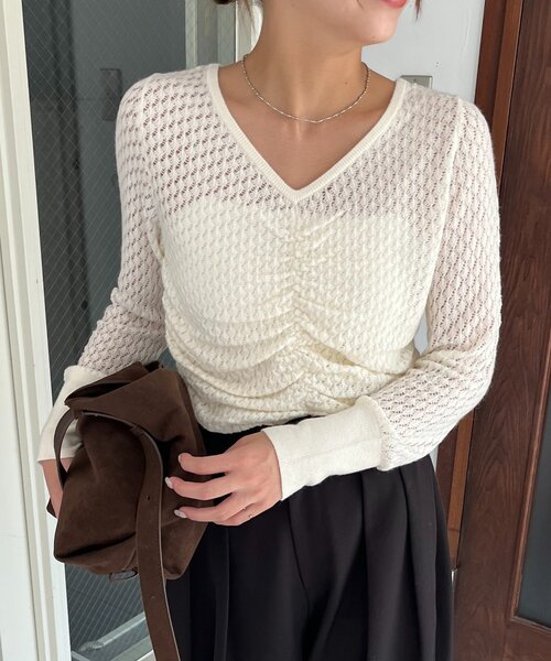 CAPRICIEUX LE'MAGE(カプリシューレマージュ)の「起毛レースプルオーバー(ニット/セーター・レディース・ブラック/オフホワイト・FREE)」の20枚目の写真