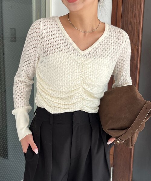 CAPRICIEUX LE'MAGE(カプリシューレマージュ)の「起毛レースプルオーバー(ニット/セーター・レディース・ブラック/オフホワイト・FREE)」の19枚目の写真