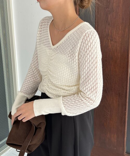 CAPRICIEUX LE'MAGE(カプリシューレマージュ)の「起毛レースプルオーバー(ニット/セーター・レディース・ブラック/オフホワイト・FREE)」の16枚目の写真