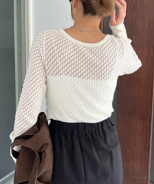 CAPRICIEUX LE'MAGE(カプリシューレマージュ)の「起毛レースプルオーバー(ニット/セーター・レディース・ブラック/オフホワイト・FREE)」の15枚目の写真