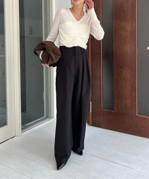 CAPRICIEUX LE'MAGE(カプリシューレマージュ)の「起毛レースプルオーバー(ニット/セーター・レディース・ブラック/オフホワイト・FREE)」の14枚目の写真