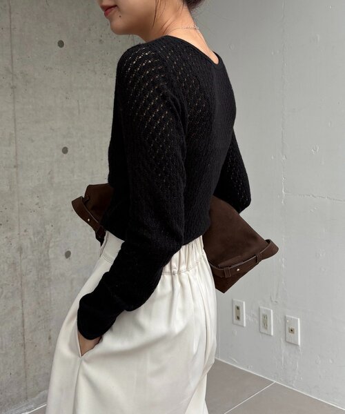 CAPRICIEUX LE'MAGE(カプリシューレマージュ)の「起毛レースプルオーバー(ニット/セーター・レディース・ブラック/オフホワイト・FREE)」の11枚目の写真
