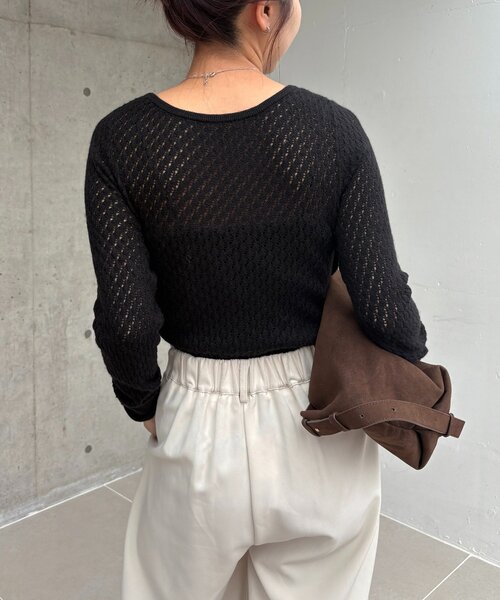 CAPRICIEUX LE'MAGE(カプリシューレマージュ)の「起毛レースプルオーバー(ニット/セーター・レディース・ブラック/オフホワイト・FREE)」の10枚目の写真