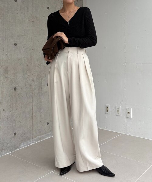 CAPRICIEUX LE'MAGE(カプリシューレマージュ)の「起毛レースプルオーバー(ニット/セーター・レディース・ブラック/オフホワイト・FREE)」の7枚目の写真