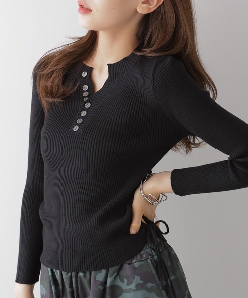 ヘンリーネック ドロストリブニット（Tシャツ/カットソー）｜NANAHACHI