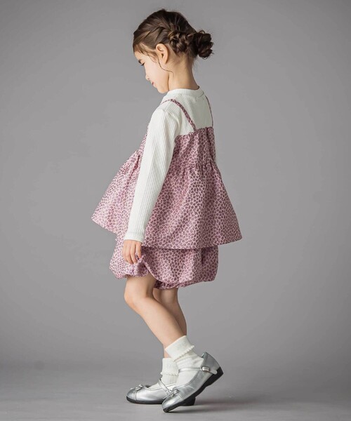 BeBe Petits Pois Vert（ベベプチポワヴェール）の「重ね着風花ジャガードチュニック+バルーンパンツセットアップ（セットアップ・キッズ・ブルー系その他/ピンク系その他・100cm/110cm/130cm/120cm/150cm/140cm）」の4枚目の写真