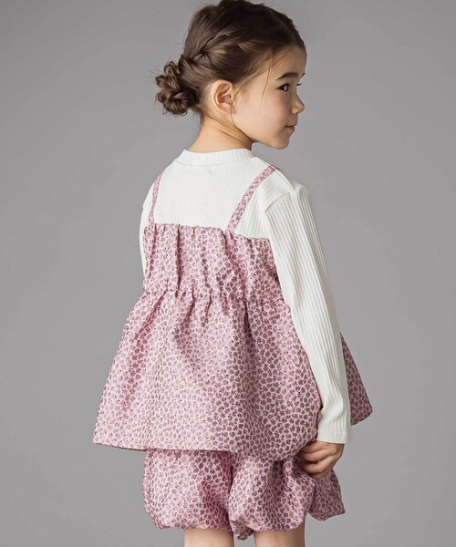 BeBe Petits Pois Vert（ベベプチポワヴェール）の「重ね着風花ジャガードチュニック+バルーンパンツセットアップ（セットアップ・キッズ・ブルー系その他/ピンク系その他・100cm/110cm/130cm/120cm/150cm/140cm）」の5枚目の写真