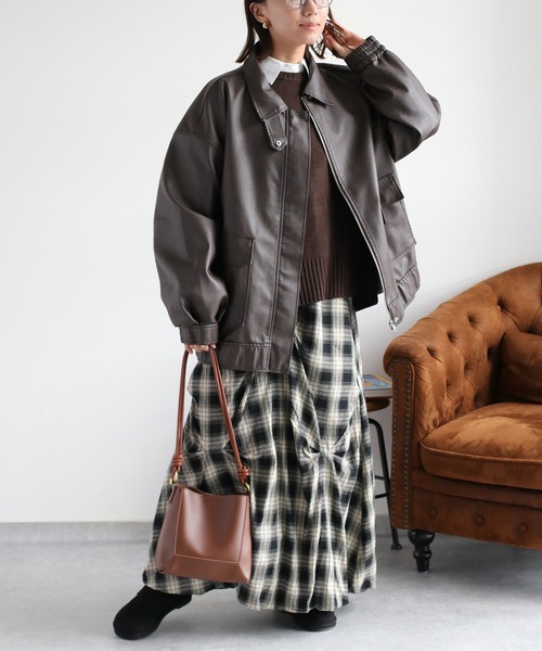 cepo（セポ）の「フェイクレザージップアップブルゾン（ブルゾン・レディース・ブラック/ブラウン・M）」の19枚目の写真