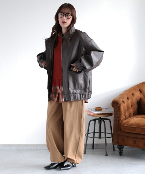 cepo（セポ）の「フェイクレザージップアップブルゾン（ブルゾン・レディース・ブラック/ブラウン・M）」の20枚目の写真