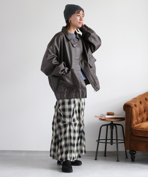 cepo（セポ）の「フェイクレザージップアップブルゾン（ブルゾン・レディース・ブラック/ブラウン・M）」の21枚目の写真