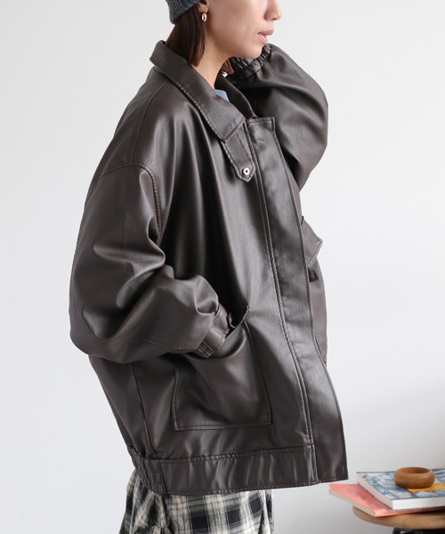 cepo（セポ）の「フェイクレザージップアップブルゾン（ブルゾン・レディース・ブラック/ブラウン・M）」の17枚目の写真