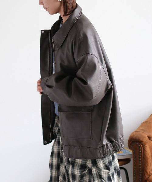 cepo（セポ）の「フェイクレザージップアップブルゾン（ブルゾン・レディース・ブラック/ブラウン・M）」の15枚目の写真