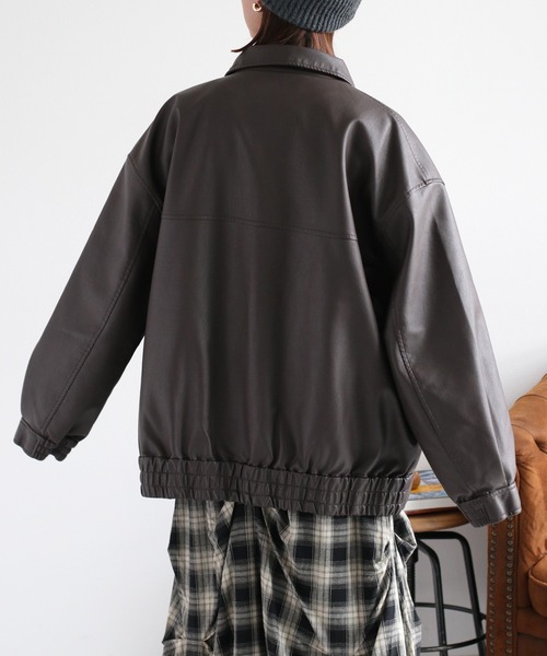 cepo（セポ）の「フェイクレザージップアップブルゾン（ブルゾン・レディース・ブラック/ブラウン・M）」の16枚目の写真