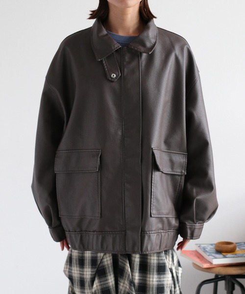 cepo（セポ）の「フェイクレザージップアップブルゾン（ブルゾン・レディース・ブラック/ブラウン・M）」の13枚目の写真