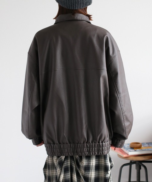 cepo（セポ）の「フェイクレザージップアップブルゾン（ブルゾン・レディース・ブラック/ブラウン・M）」の4枚目の写真