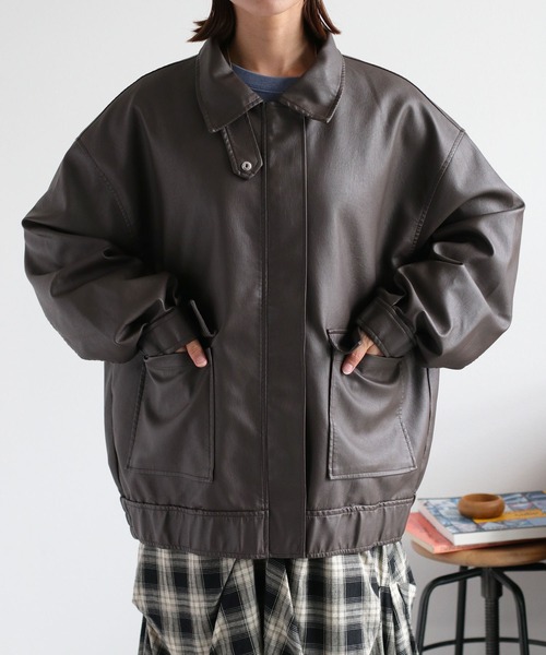 cepo（セポ）の「フェイクレザージップアップブルゾン（ブルゾン・レディース・ブラック/ブラウン・M）」の12枚目の写真