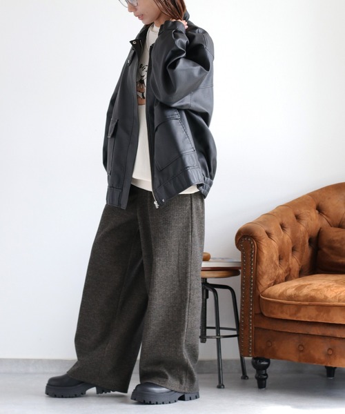 cepo（セポ）の「フェイクレザージップアップブルゾン（ブルゾン・レディース・ブラック/ブラウン・M）」の9枚目の写真