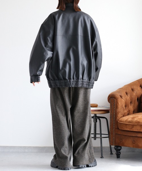 cepo（セポ）の「フェイクレザージップアップブルゾン（ブルゾン・レディース・ブラック/ブラウン・M）」の8枚目の写真