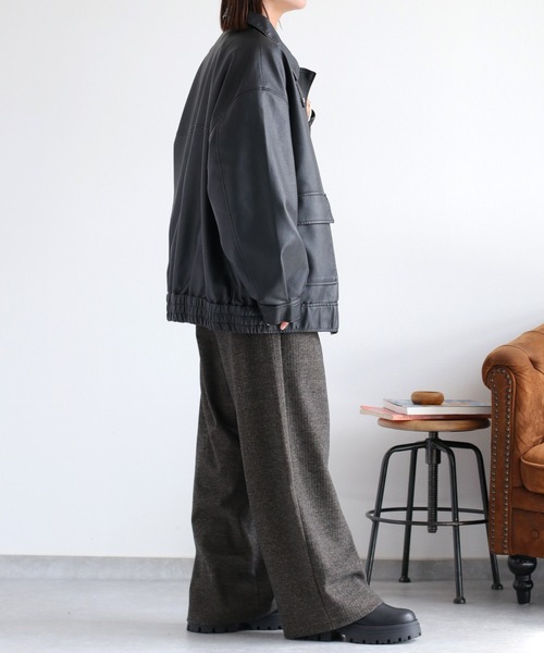 cepo（セポ）の「フェイクレザージップアップブルゾン（ブルゾン・レディース・ブラック/ブラウン・M）」の7枚目の写真