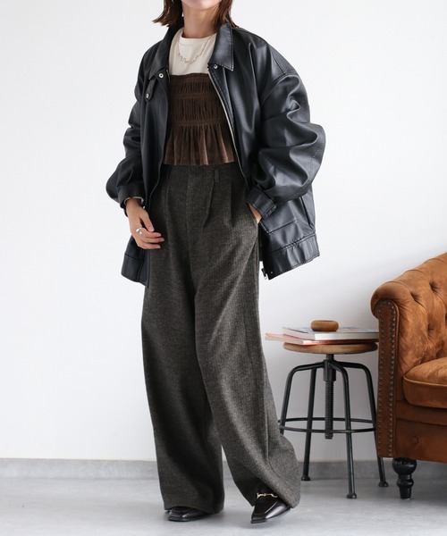 cepo（セポ）の「フェイクレザージップアップブルゾン（ブルゾン・レディース・ブラック/ブラウン・M）」の11枚目の写真