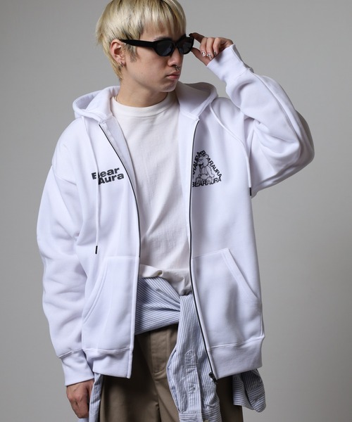 FUNALIVE（ファンアライブ）の「ワイドシルエット レトロデザイン裏起毛ZIPパーカー 韓国系（パーカー・メンズ・杢グレー/ブラック系1/ブラウン/ホワイト系1/ブラック系3/ブラック系その他/スモーキーグリーン系2/スモーキーグリーン系1/ホワイト系2/ブラック系2/ブラック系その他2/スモークピンク/ブラック系その他3/ホワイト系3/ブラック系4・LL/L/M）」の2枚目の写真