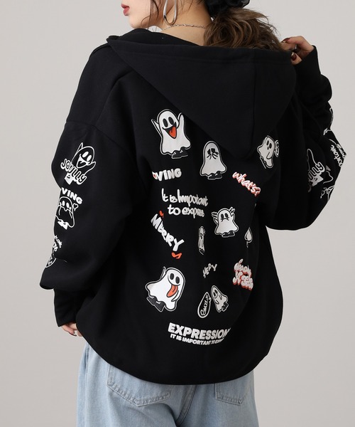 FUNALIVE（ファンアライブ）の「ワイドシルエット レトロデザイン裏起毛ZIPパーカー 韓国系（パーカー・メンズ・杢グレー/ブラック系1/ブラウン/ホワイト系1/ブラック系3/ブラック系その他/スモーキーグリーン系2/スモーキーグリーン系1/ホワイト系2/ブラック系2/ブラック系その他2/スモークピンク/ブラック系その他3/ホワイト系3/ブラック系4・LL/L/M）」の10枚目の写真