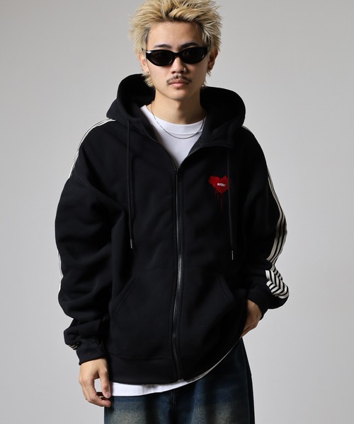 FUNALIVE（ファンアライブ）の「ワイドシルエット レトロデザイン裏起毛ZIPパーカー 韓国系（パーカー・メンズ・杢グレー/ブラック系1/ブラウン/ホワイト系1/ブラック系3/ブラック系その他/スモーキーグリーン系2/スモーキーグリーン系1/ホワイト系2/ブラック系2/ブラック系その他2/スモークピンク/ブラック系その他3/ホワイト系3/ブラック系4・LL/L/M）」の11枚目の写真