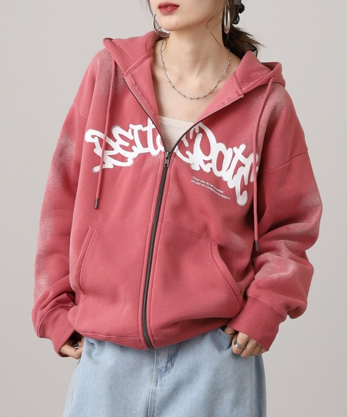 FUNALIVE（ファンアライブ）の「ワイドシルエット レトロデザイン裏起毛ZIPパーカー 韓国系（パーカー・メンズ・杢グレー/ブラック系1/ブラウン/ホワイト系1/ブラック系3/ブラック系その他/スモーキーグリーン系2/スモーキーグリーン系1/ホワイト系2/ブラック系2/ブラック系その他2/スモークピンク/ブラック系その他3/ホワイト系3/ブラック系4・LL/L/M）」の15枚目の写真