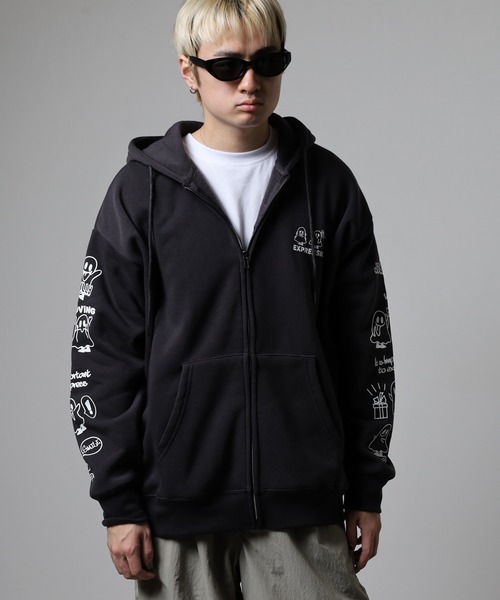 FUNALIVE（ファンアライブ）の「ワイドシルエット レトロデザイン裏起毛ZIPパーカー 韓国系（パーカー・メンズ・杢グレー/ブラック系1/ブラウン/ホワイト系1/ブラック系3/ブラック系その他/スモーキーグリーン系2/スモーキーグリーン系1/ホワイト系2/ブラック系2/ブラック系その他2/スモークピンク/ブラック系その他3/ホワイト系3/ブラック系4・LL/L/M）」の6枚目の写真