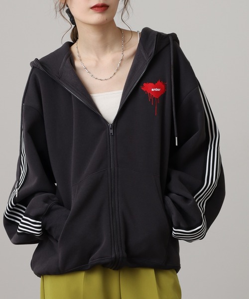 FUNALIVE（ファンアライブ）の「ワイドシルエット レトロデザイン裏起毛ZIPパーカー 韓国系（パーカー・メンズ・杢グレー/ブラック系1/ブラウン/ホワイト系1/ブラック系3/ブラック系その他/スモーキーグリーン系2/スモーキーグリーン系1/ホワイト系2/ブラック系2/ブラック系その他2/スモークピンク/ブラック系その他3/ホワイト系3/ブラック系4・LL/L/M）」の7枚目の写真