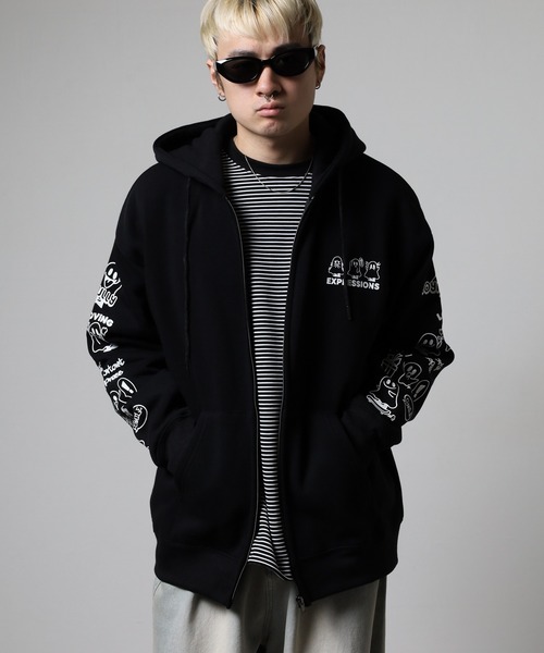 FUNALIVE（ファンアライブ）の「ワイドシルエット レトロデザイン裏起毛ZIPパーカー 韓国系（パーカー・メンズ・杢グレー/ブラック系1/ブラウン/ホワイト系1/ブラック系3/ブラック系その他/スモーキーグリーン系2/スモーキーグリーン系1/ホワイト系2/ブラック系2/ブラック系その他2/スモークピンク/ブラック系その他3/ホワイト系3/ブラック系4・LL/L/M）」の22枚目の写真