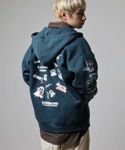 FUNALIVE（ファンアライブ）の「ワイドシルエット レトロデザイン裏起毛ZIPパーカー 韓国系（パーカー・メンズ・杢グレー/ブラック系1/ブラウン/ホワイト系1/ブラック系3/ブラック系その他/スモーキーグリーン系2/スモーキーグリーン系1/ホワイト系2/ブラック系2/ブラック系その他2/スモークピンク/ブラック系その他3/ホワイト系3/ブラック系4・LL/L/M）」の18枚目の写真