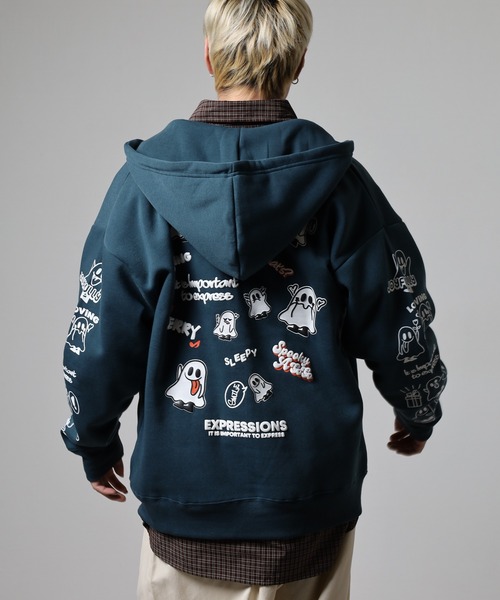 FUNALIVE（ファンアライブ）の「ワイドシルエット レトロデザイン裏起毛ZIPパーカー 韓国系（パーカー・メンズ・杢グレー/ブラック系1/ブラウン/ホワイト系1/ブラック系3/ブラック系その他/スモーキーグリーン系2/スモーキーグリーン系1/ホワイト系2/ブラック系2/ブラック系その他2/スモークピンク/ブラック系その他3/ホワイト系3/ブラック系4・LL/L/M）」の17枚目の写真