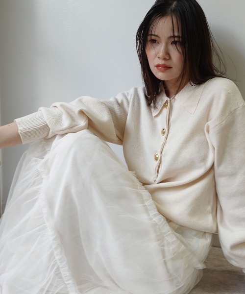 CORNERS(コーナーズ)の「金ボタンポロニット(ニット/セーター・レディース・アイボリー/ブラック/ライトベージュ/ブラウン/グレー・M)」の17枚目の写真
