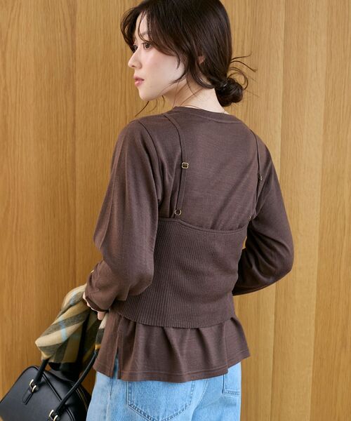 le.coeur blanc(ルクールブラン)の「《手洗い可能》ニットプルオーバー×ビスチェセット(ニット/セーター・レディース・ブラック/チャコールグレー/ブラウン・38)」の19枚目の写真