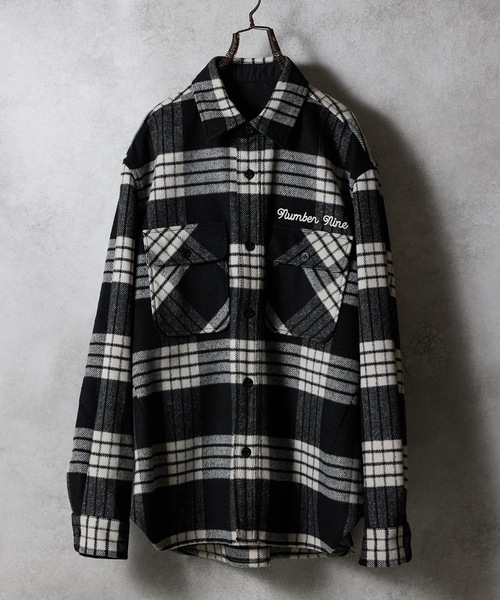 NUMBER (N)INE（ナンバーナイン）の「W/T LARGE PLAID MELTON BACK FELT LOGO CPO SHIRT / ウール ブレンド チェック バックフェルト ロゴ CPO シャツ（シャツ/ブラウス・メンズ・ホワイト/ブラウン/ダークオレンジ・2/3/4）」の4枚目の写真