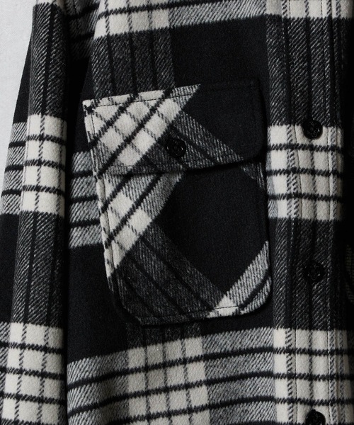 NUMBER (N)INE（ナンバーナイン）の「W/T LARGE PLAID MELTON BACK FELT LOGO CPO SHIRT / ウール ブレンド チェック バックフェルト ロゴ CPO シャツ（シャツ/ブラウス・メンズ・ホワイト/ブラウン/ダークオレンジ・2/3/4）」の14枚目の写真