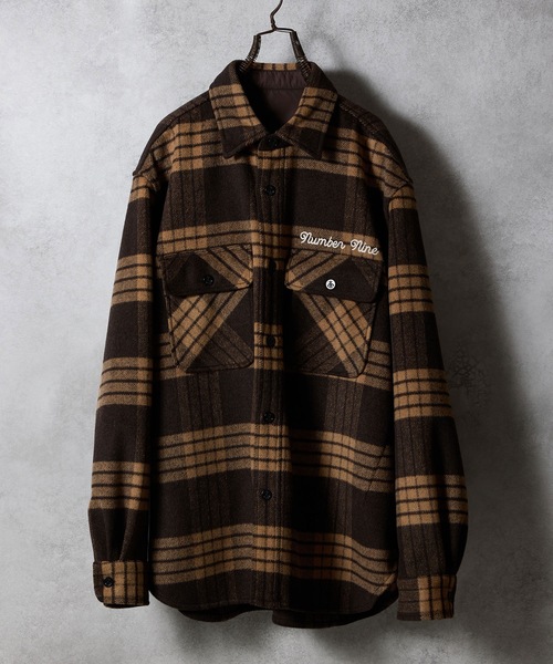 NUMBER (N)INE（ナンバーナイン）の「W/T LARGE PLAID MELTON BACK FELT LOGO CPO SHIRT / ウール ブレンド チェック バックフェルト ロゴ CPO シャツ（シャツ/ブラウス・メンズ・ホワイト/ブラウン/ダークオレンジ・2/3/4）」の7枚目の写真