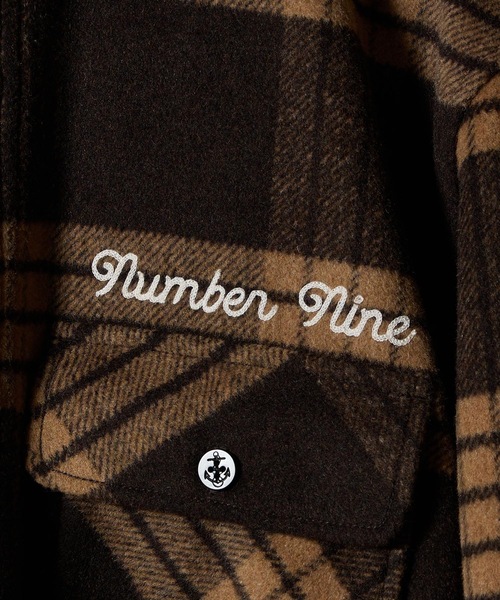 NUMBER (N)INE（ナンバーナイン）の「W/T LARGE PLAID MELTON BACK FELT LOGO CPO SHIRT / ウール ブレンド チェック バックフェルト ロゴ CPO シャツ（シャツ/ブラウス・メンズ・ホワイト/ブラウン/ダークオレンジ・2/3/4）」の8枚目の写真