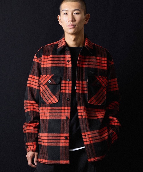 NUMBER (N)INE（ナンバーナイン）の「W/T LARGE PLAID MELTON BACK FELT LOGO CPO SHIRT / ウール ブレンド チェック バックフェルト ロゴ CPO シャツ（シャツ/ブラウス・メンズ・ホワイト/ブラウン/ダークオレンジ・2/3/4）」の20枚目の写真
