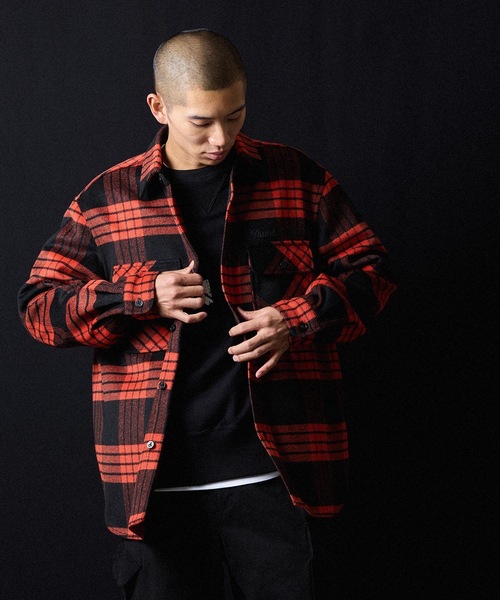 NUMBER (N)INE（ナンバーナイン）の「W/T LARGE PLAID MELTON BACK FELT LOGO CPO SHIRT / ウール ブレンド チェック バックフェルト ロゴ CPO シャツ（シャツ/ブラウス・メンズ・ホワイト/ブラウン/ダークオレンジ・2/3/4）」の22枚目の写真