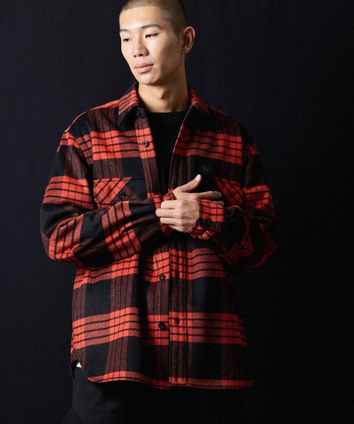 NUMBER (N)INE（ナンバーナイン）の「W/T LARGE PLAID MELTON BACK FELT LOGO CPO SHIRT / ウール ブレンド チェック バックフェルト ロゴ CPO シャツ（シャツ/ブラウス・メンズ・ホワイト/ブラウン/ダークオレンジ・2/3/4）」の21枚目の写真