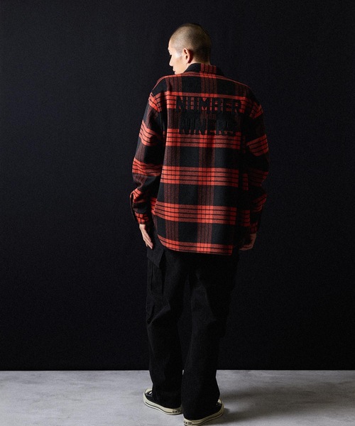 NUMBER (N)INE（ナンバーナイン）の「W/T LARGE PLAID MELTON BACK FELT LOGO CPO SHIRT / ウール ブレンド チェック バックフェルト ロゴ CPO シャツ（シャツ/ブラウス・メンズ・ホワイト/ブラウン/ダークオレンジ・2/3/4）」の19枚目の写真