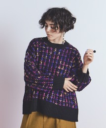manana suerte | マルチカラーツイードニット(ニット/セーター)