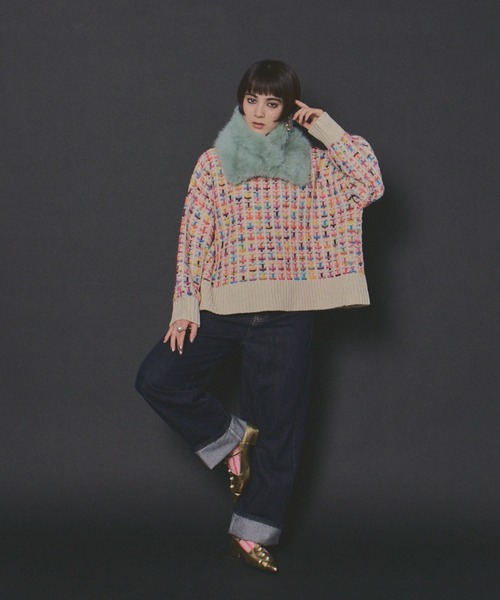 manana suerte（マニャーナスエルテ）の「マルチカラーツイードニット（ニット/セーター・レディース・アイボリー/ブラック・FREE）」の13枚目の写真