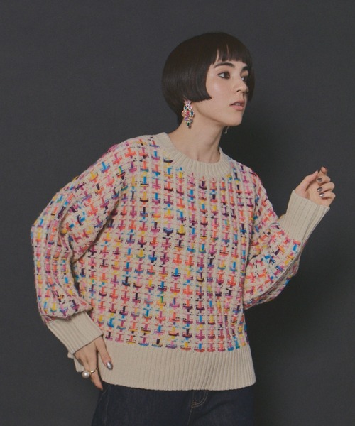 manana suerte（マニャーナスエルテ）の「マルチカラーツイードニット（ニット/セーター・レディース・アイボリー/ブラック・FREE）」の22枚目の写真