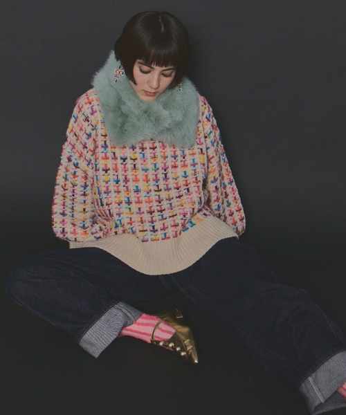 manana suerte（マニャーナスエルテ）の「マルチカラーツイードニット（ニット/セーター・レディース・アイボリー/ブラック・FREE）」の16枚目の写真