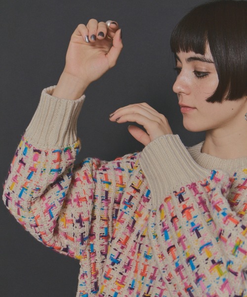manana suerte（マニャーナスエルテ）の「マルチカラーツイードニット（ニット/セーター・レディース・アイボリー/ブラック・FREE）」の18枚目の写真